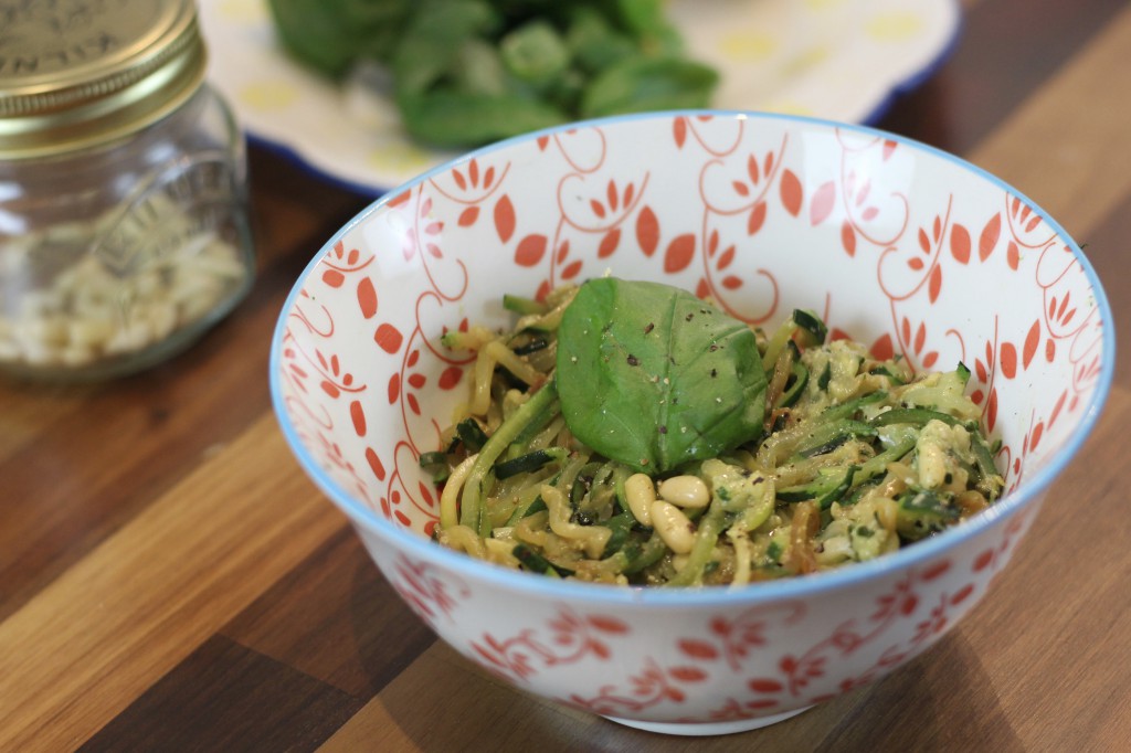 Baobab pesto courgette spaghetti