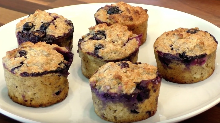 Healthy banana and blueberry muffins