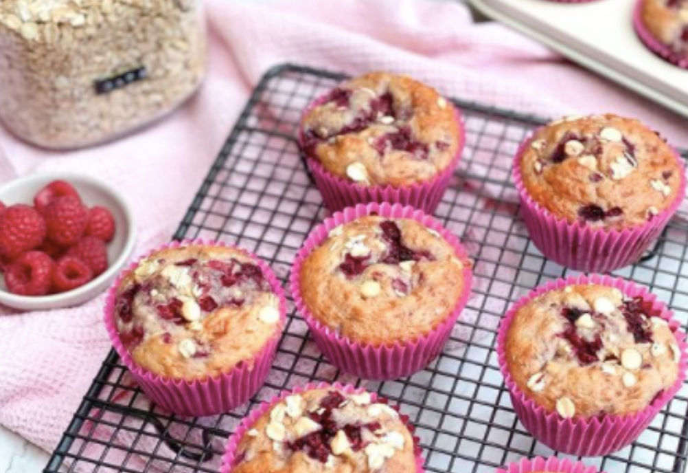 Raspberry & White Chocolate Muffins!